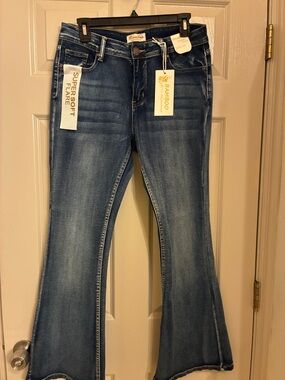 BAMBOO Medium Wash Super Soft Flare Jeans